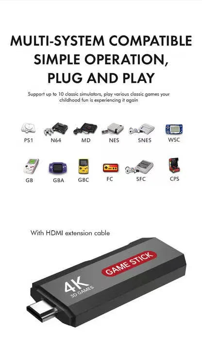 X2 PLUS 4K Retro Gaming TV Stick Console 2.4G Double Wireless Controller 64GB Storage Supports 30000 PSP PS1 GBA GBC Arcade-2
