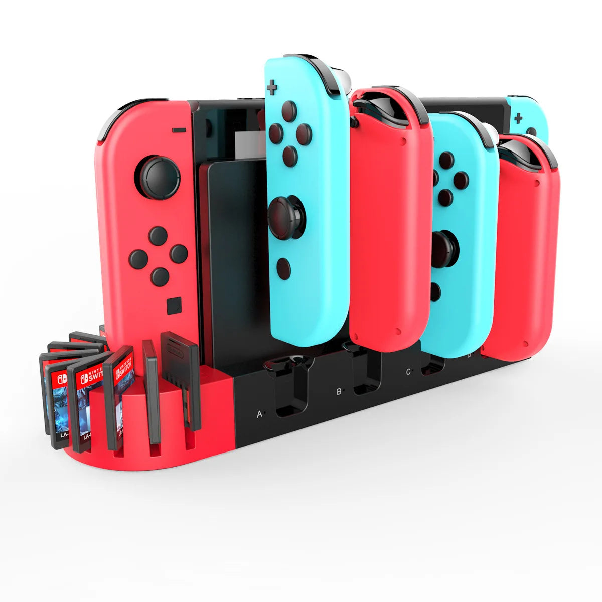 For Nintendo Switch Charging Station 4 Port Holder 9 Games Slots Charger Stand for Nintendo Switch Console-1