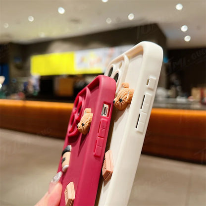 Custodia per telefono in silicone liquido per Samsung Galaxy A33 A53 A73 A12 A22 A32 A52S A72 A21S A31 A51 A71 3D Coffee Bear Cover posteriore