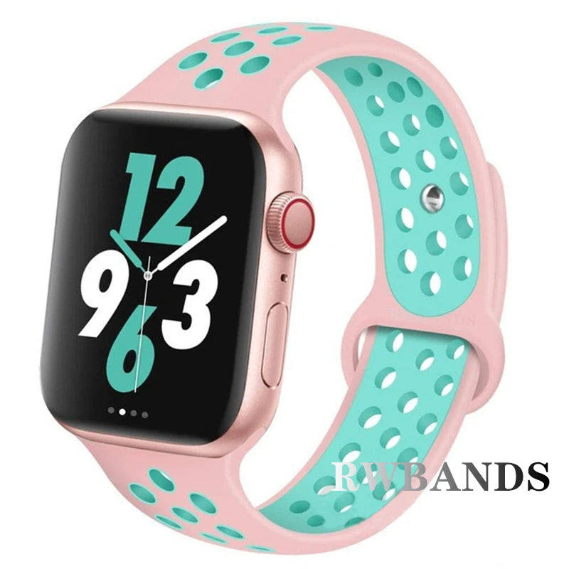 Sport Strap for Apple Watch 46mm 44mm 40mm 42-38-41mm 45mm Breathable Bracelet iWatch Series 10 9 8 7 6 SE 5 3 Ultra 2 49mm