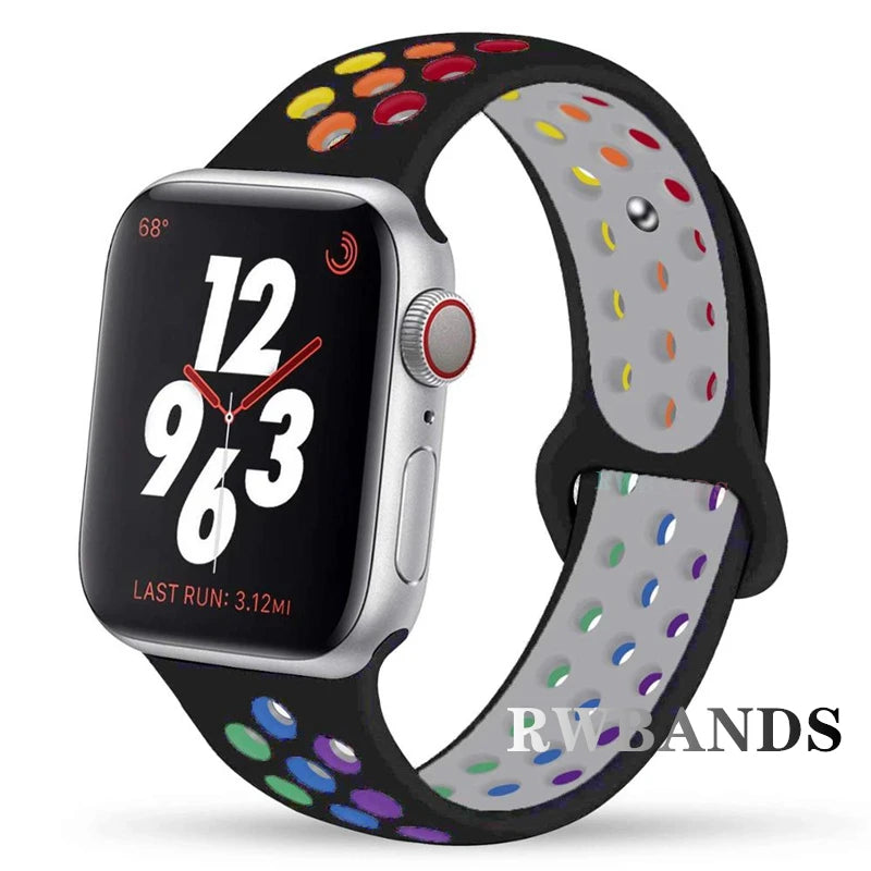 Sport Strap for Apple Watch 46mm 44mm 40mm 42-38-41mm 45mm Breathable Bracelet iWatch Series 10 9 8 7 6 SE 5 3 Ultra 2 49mm