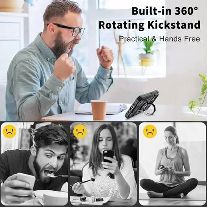 Custodia per iPhone 16 15 14 13 12 11 Pro Max XS XR 8 7 Plus Anello ruotato magnetico Cavalletto Custodia a portafoglio con protezione anticaduta resistente